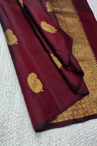 Maroon color art silk blend sarees with blouse