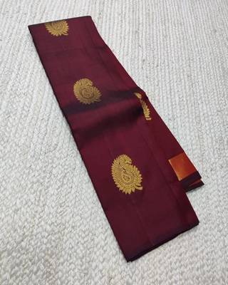 Maroon color art silk blend sarees with blouse 5