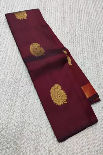 Maroon color art silk blend sarees with blouse