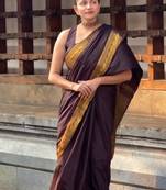 Coffee color art silk blend sarees with blouse