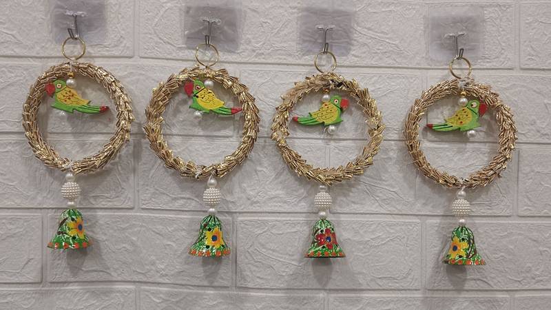 Gota Chakri Parrot String Wall Door Decoration for Home Décor Festival (Pack of 2)
