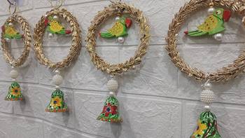 Gota Chakri Parrot String Wall Door Decoration for Home Décor Festival (Pack of 2) 2