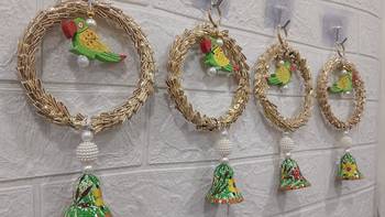 Gota Chakri Parrot String Wall Door Decoration for Home Décor Festival (Pack of 2) 3
