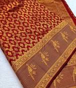 Maroon color art silk blend sarees with blouse