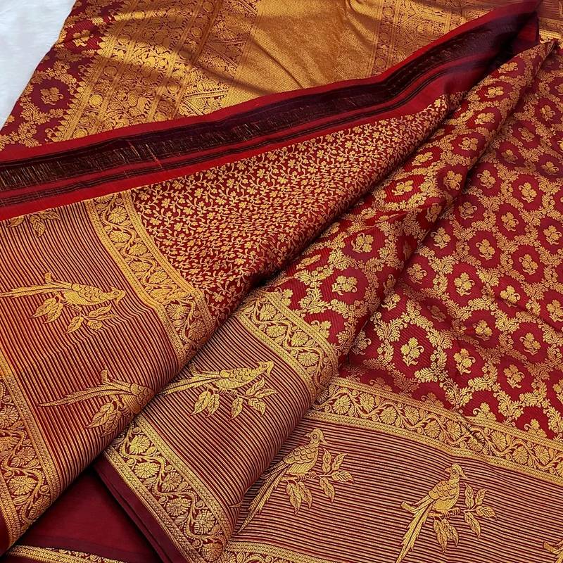 Maroon color art silk blend sarees with blouse