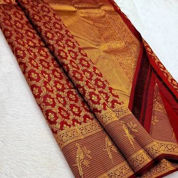 Maroon color art silk blend sarees with blouse 3