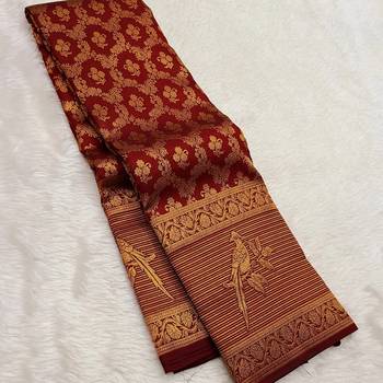 Maroon color art silk blend sarees with blouse 4