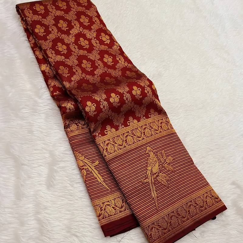 Maroon color art silk blend sarees with blouse