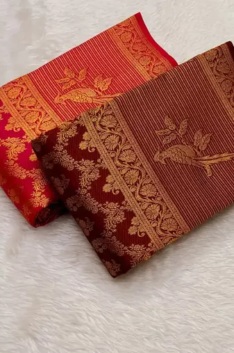 Maroon color art silk blend sarees with blouse