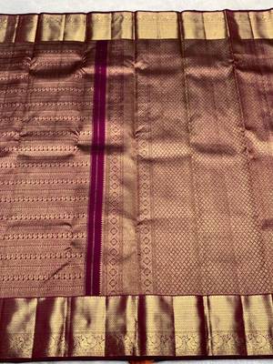 Wine color art silk blend sarees with blouse 2