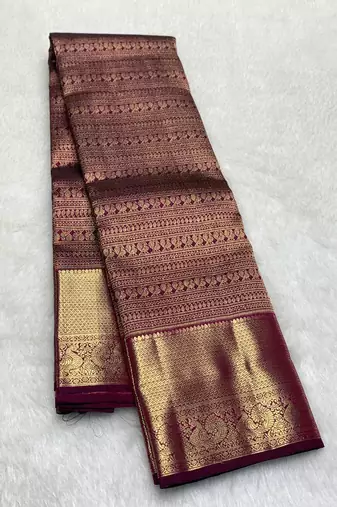 Wine color art silk blend sarees with blouse