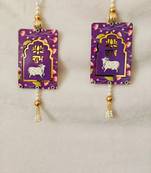 MDF Cow Shubh Labh Door Hanging Decor Hanging & Diwali Decor Door Hanging (Pack of 2) (Purple)