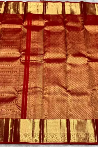 Red color art silk blend sarees with blouse