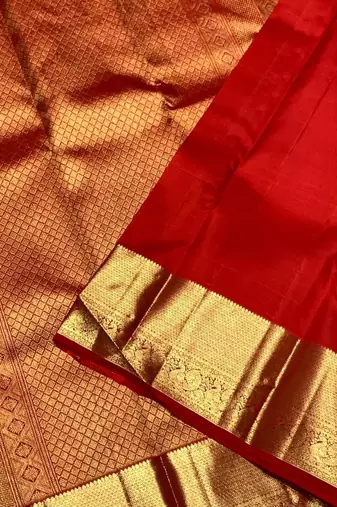 Red color art silk blend sarees with blouse