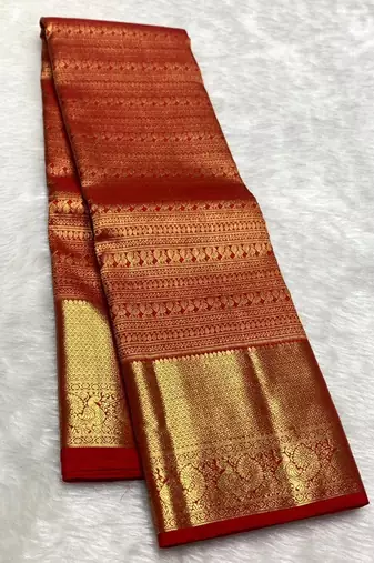 Red color art silk blend sarees with blouse