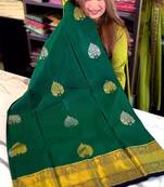 Green color art silk blend sarees with blouse