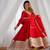 Designer red embroidered flared anarkali suit set with pant & embellished dupatta
