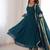 Teal blue georgette anarkali kurta set with pant and embroidered dupatta for women