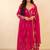 Fancy rani pink embroidered anarkali kurta pant dupatta set