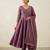 Trendy purple embroidered long flared anarkali kurta pant set with matching dupatta for girls & women