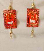 MDF Cow Shubh Labh Door Hanging | Diwali Decor Door Hanging Festivals Decor Hanging (Pack of 2) (Red)