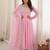 Readymade pink georgette anarkali long gown kurta with pant and cutwork dupatta | wedding & reception ethnic set