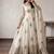 Women's cream embroidered anarkali gown kurti with pant & dupatta set