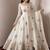 Women's cream embroidered anarkali gown kurti with pant & dupatta set