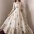 Women's cream embroidered anarkali gown kurti with pant & dupatta set