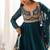 Teal blue embroidered georgette anarkali kurta with pant and dupatta set for women