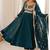 Teal blue embroidered georgette anarkali kurta with pant and dupatta set for women