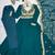Teal blue embroidered georgette anarkali kurta with pant and dupatta set for women