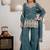 Teal green embroidered kurti with sharara & dupatta set for women