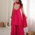 Rani pink heavy zari & thread embroidered kurti sharara set for women
