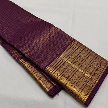Wine color art silk blend sarees with blouse 4