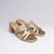 Gold faux leather block heels