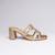 Gold faux leather block heels