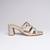 Silver faux leather block heels