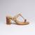 Gold colorblocked velvet embroidered heels
