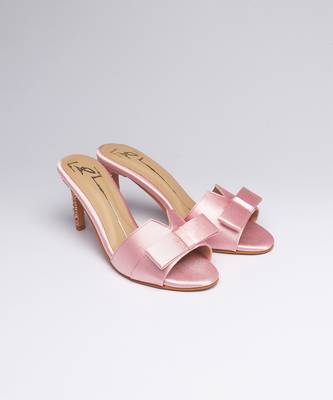Pink swarovski satin leather heels 1