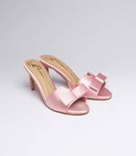 Pink swarovski satin leather heels
