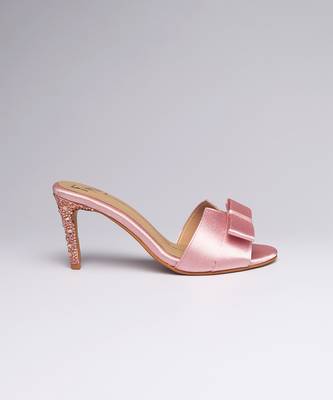 Pink swarovski satin leather heels 2
