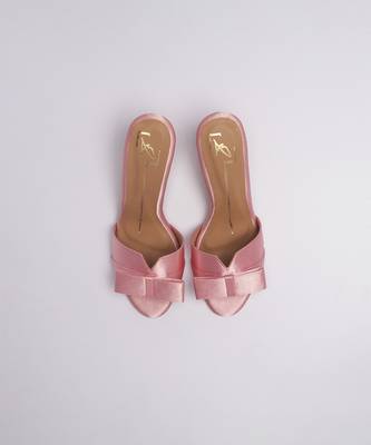 Pink swarovski satin leather heels 3