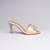 Gold swarovski satin leather heels
