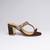 Brown colorblocked velvet embroidered heels