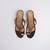 Brown colorblocked velvet embroidered heels