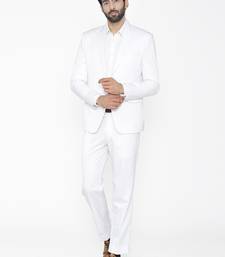 Men white solid single-breasted regular fit suit