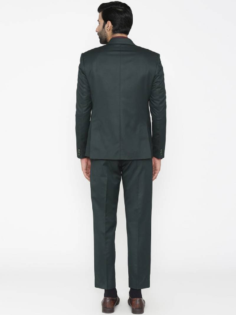 Men green solid single-breasted regular fit suit