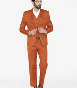 Men orange solid single-breasted regular fit party suit