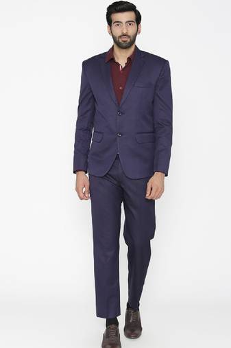 Men blue solid single-breasted regular fit party suit